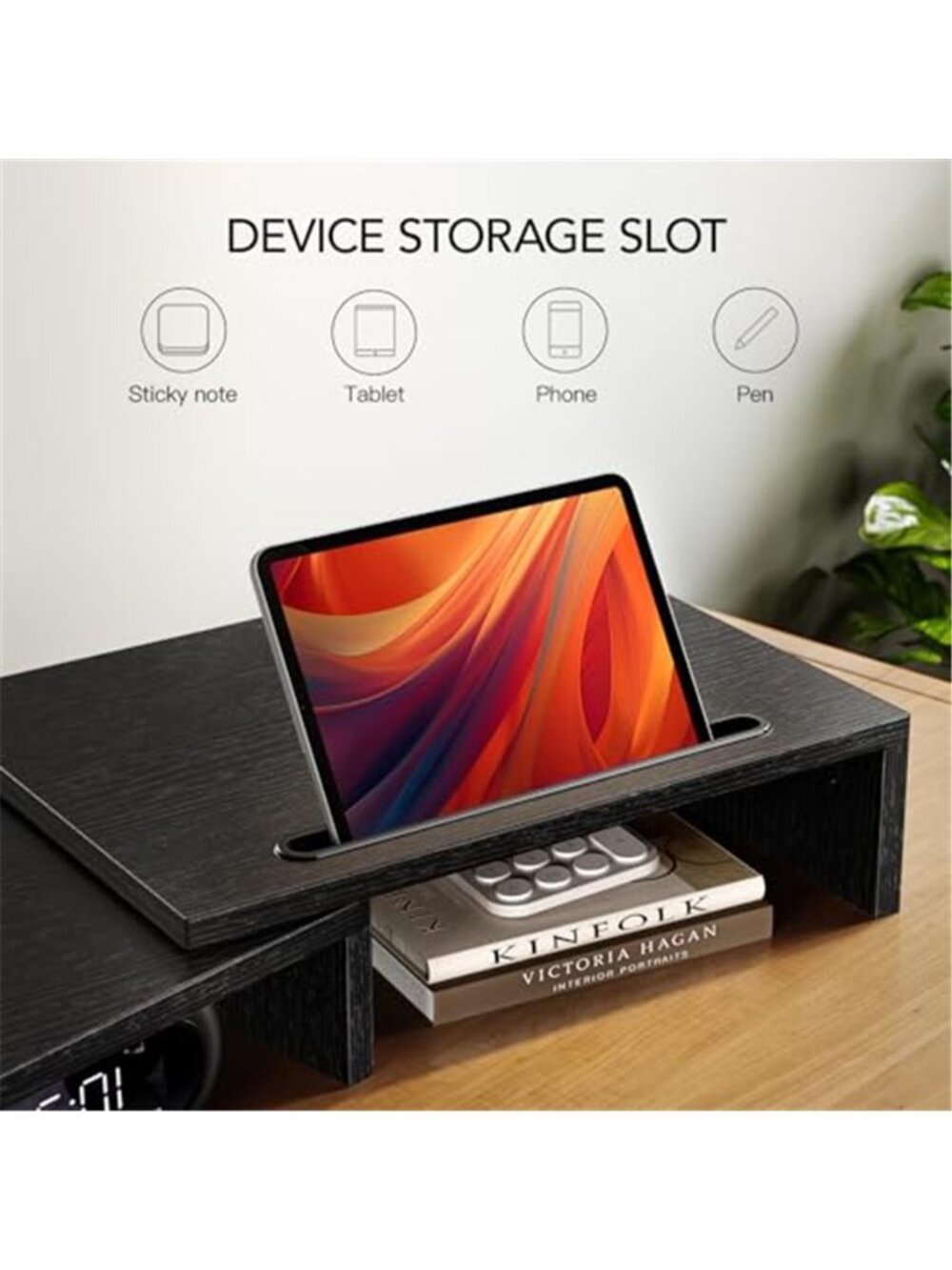 Dual Monitor Stand Riser Adjustable Length Desk Organizer Storage Shelf - Picture 5 of 6